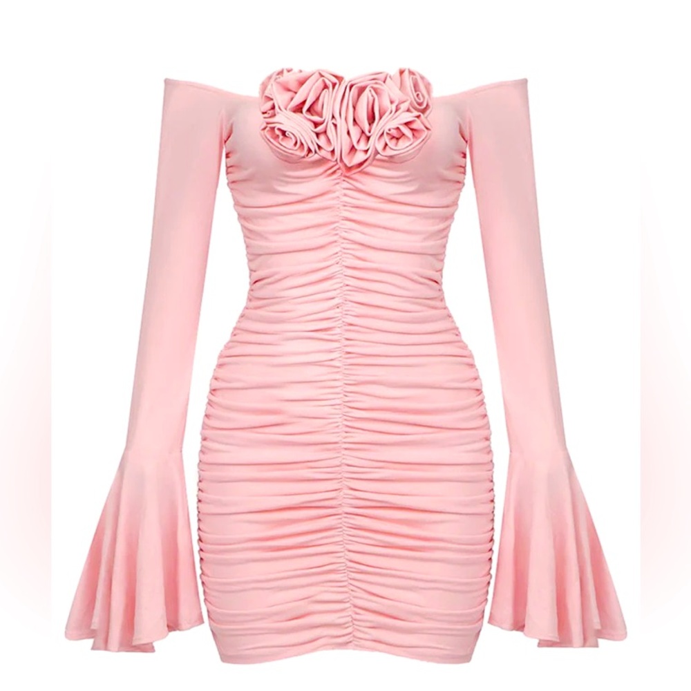Off shoulder mini rosette dress